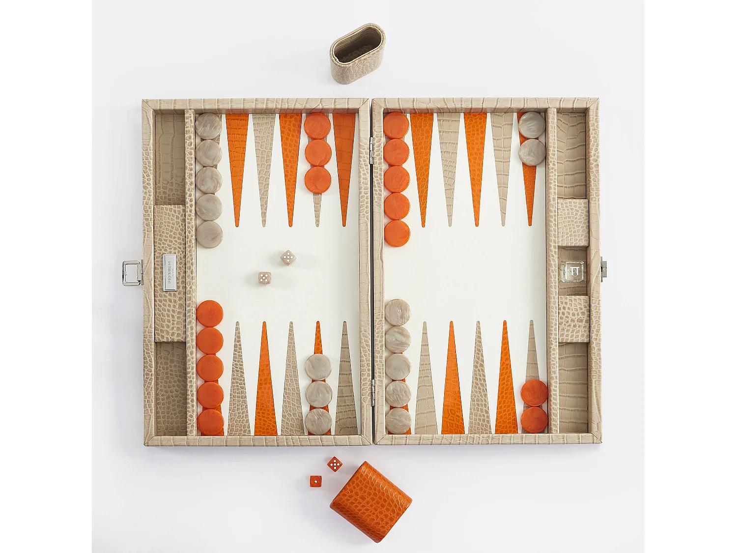 Backgammon - Large BACKGAMMON en cuir beige sable