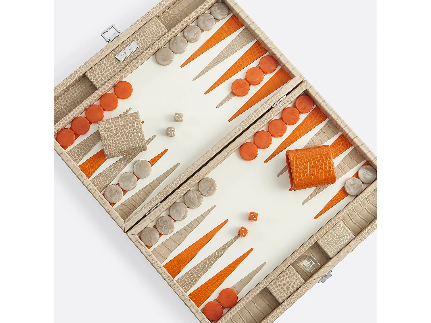 Backgammon - Large BACKGAMMON en cuir beige sable