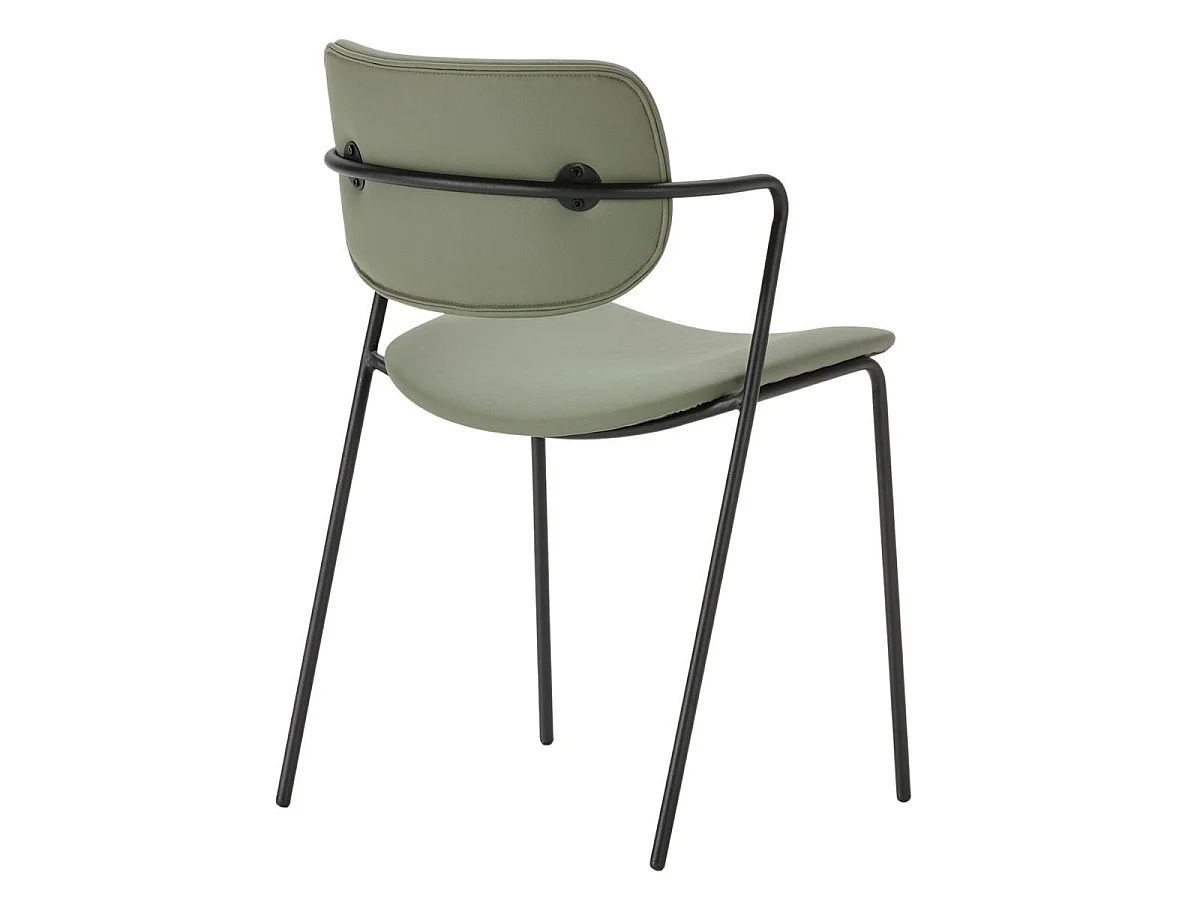 Lot de 2 chaises structure métal noir assise et dossier en PU vert - AKIMA