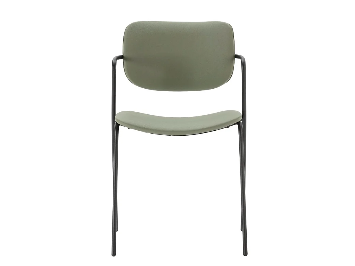 Lot de 2 chaises structure métal noir assise et dossier en PU vert - AKIMA
