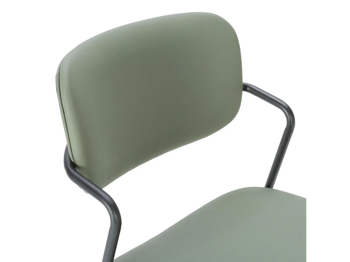 Lot de 2 chaises structure métal noir assise et dossier en PU vert - AKIMA