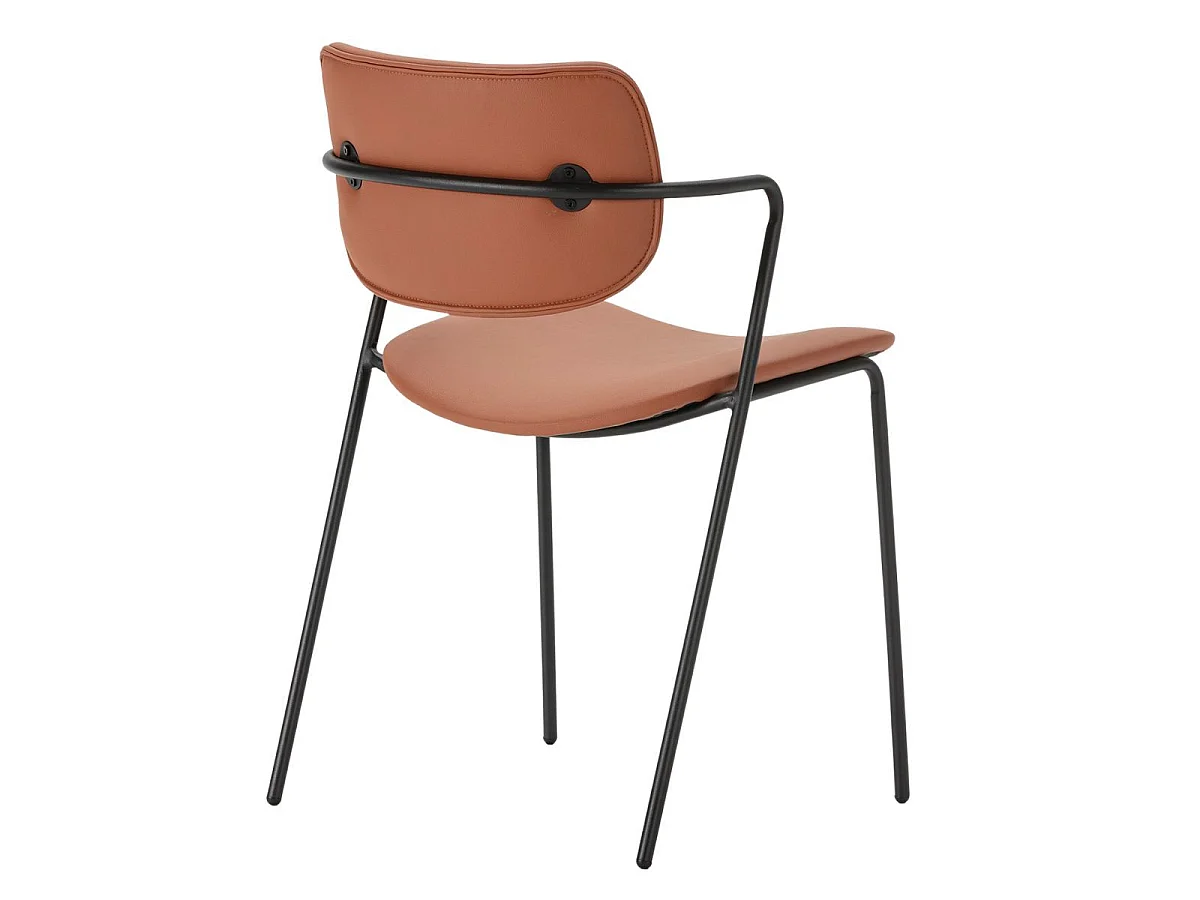 Lot de 4 chaises structure métal noir assise et dossier en PU brique - AKIMA