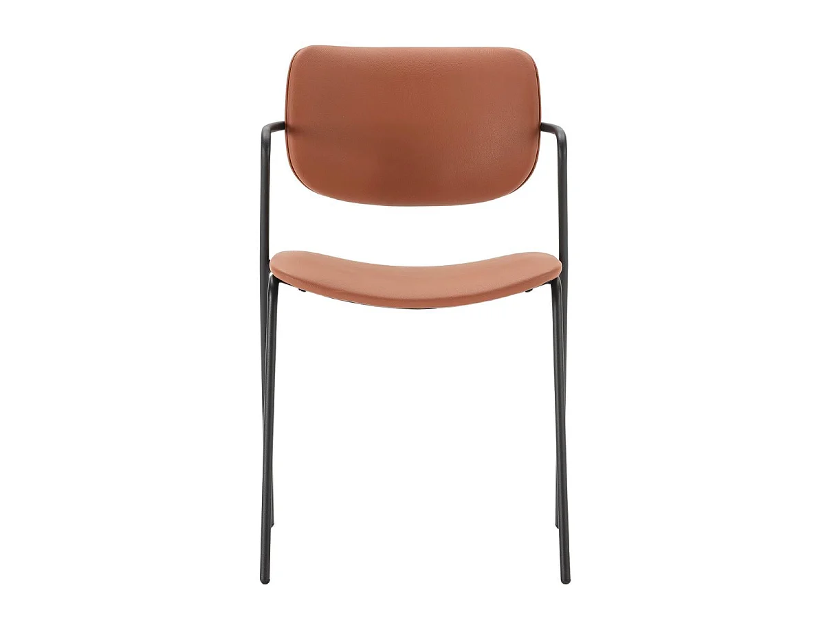 Lot de 4 chaises structure métal noir assise et dossier en PU brique - AKIMA