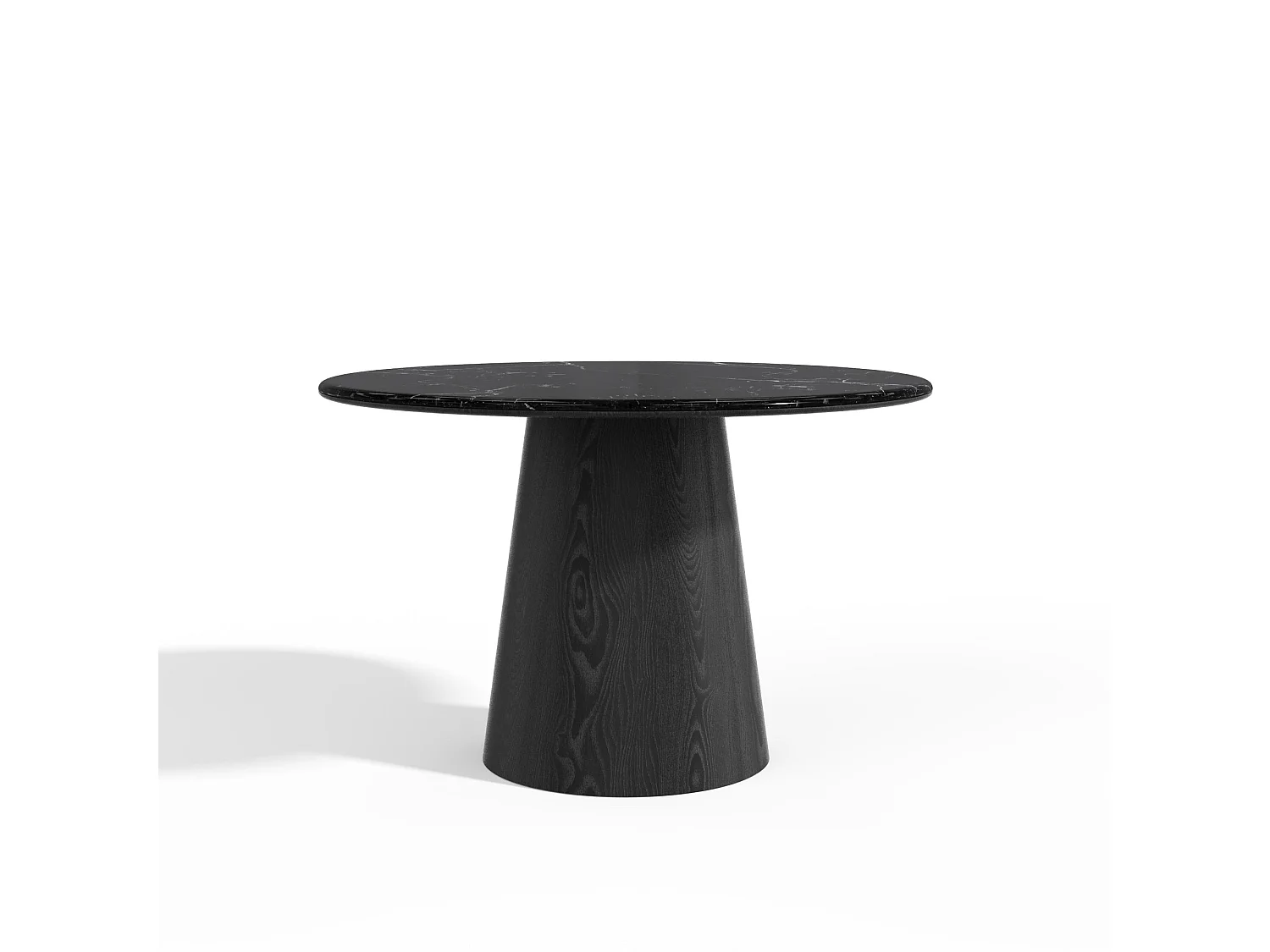 Table à manger VERO en bois contreplaqué et marbre marbre noir et bois noir 120x120cm