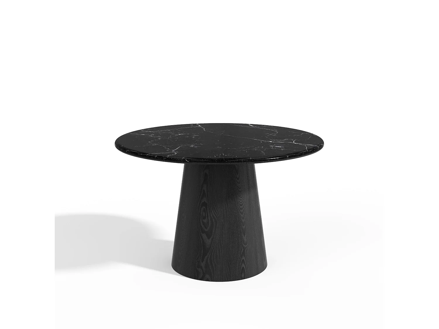 Table à manger VERO en bois contreplaqué et marbre marbre noir et bois noir 120x120cm