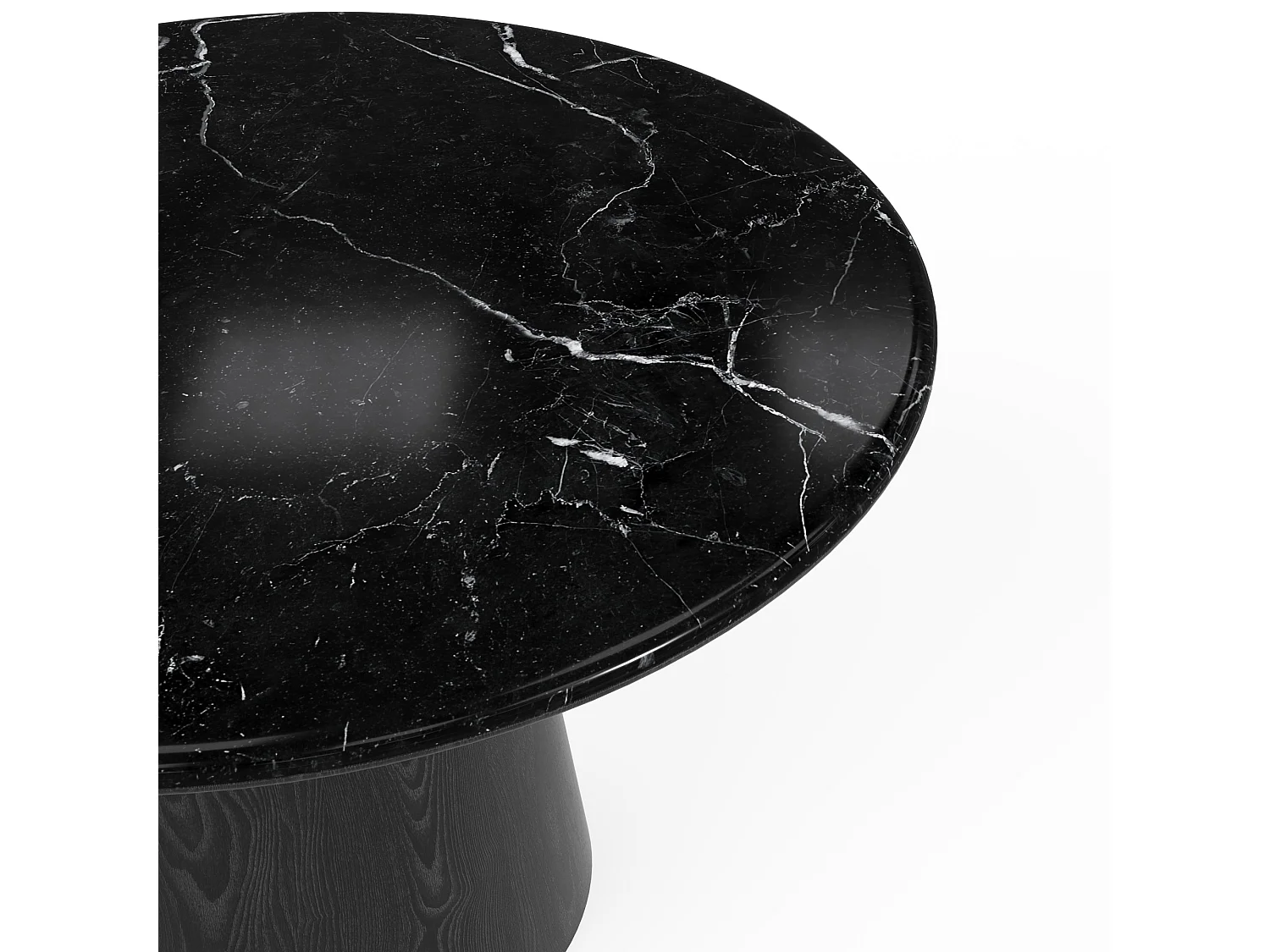 Table à manger VERO en bois contreplaqué et marbre marbre noir et bois noir 120x120cm