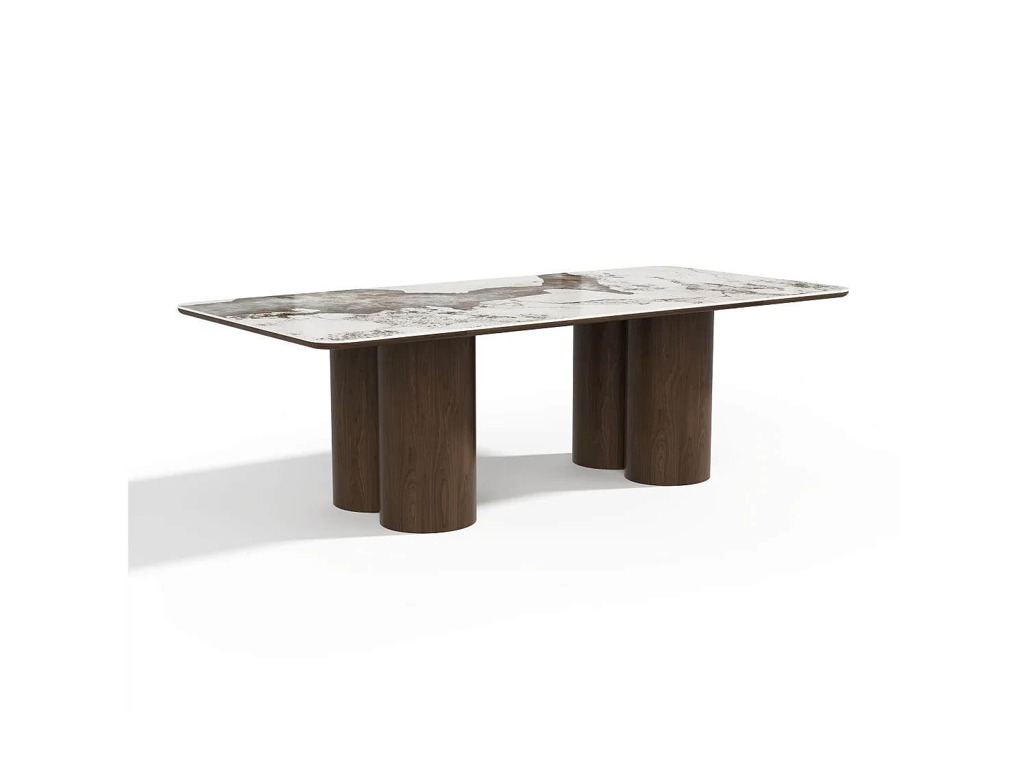 Table à manger PYLE en bois contreplaqué et céramique noyer foncé 240x110cm
