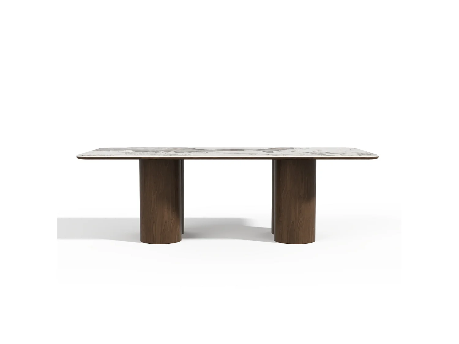 Table à manger PYLE en bois contreplaqué et céramique noyer foncé 240x110cm
