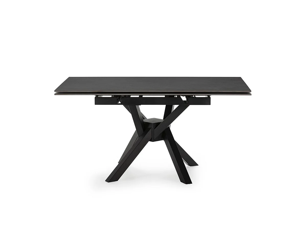 Table repas extensible pierre frittée anthracite pieds croisés métal noir - ARIETTE
