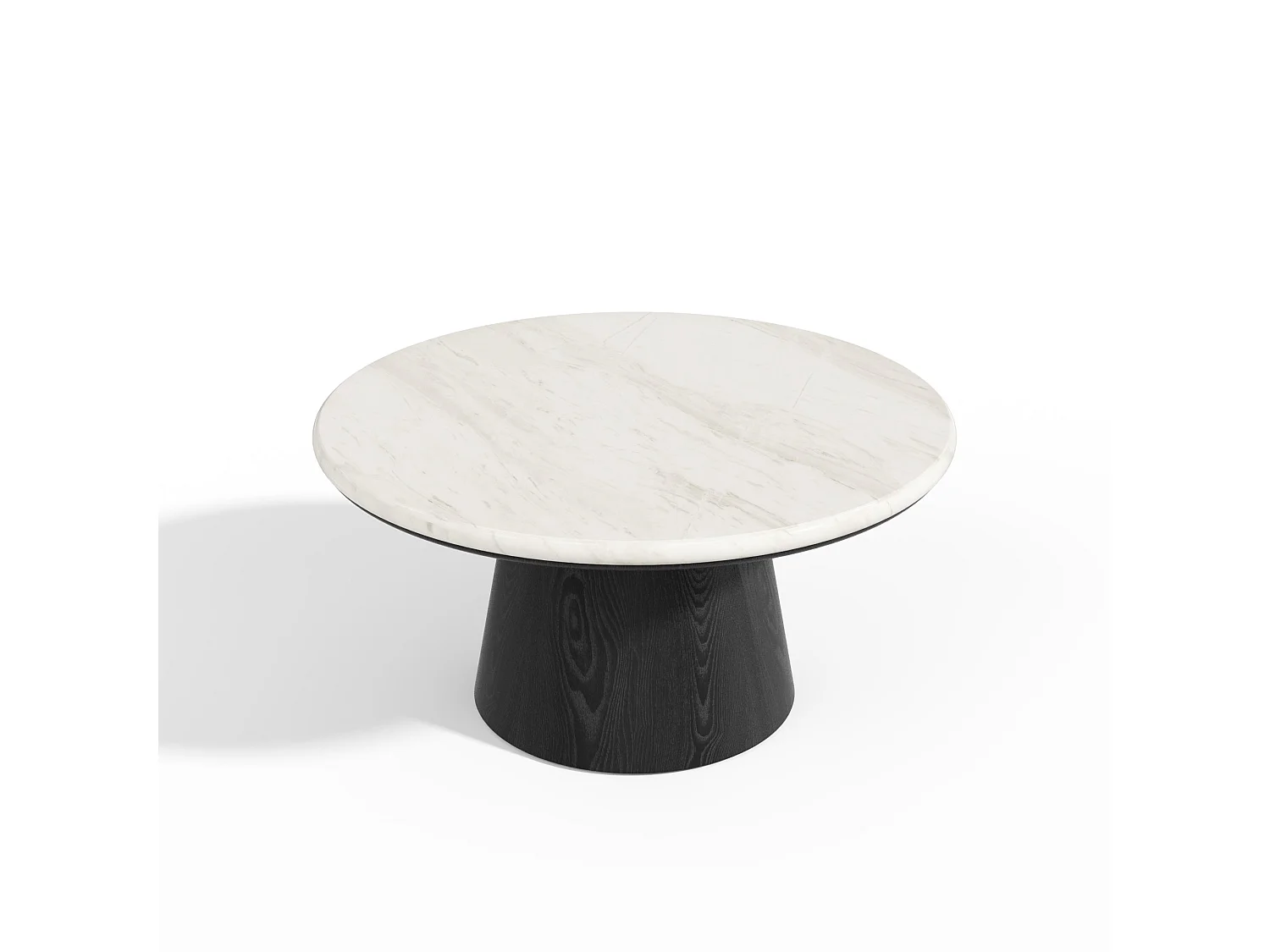 Table basse VERO en bois contreplaqué et marbre marbre blanc et bois noir