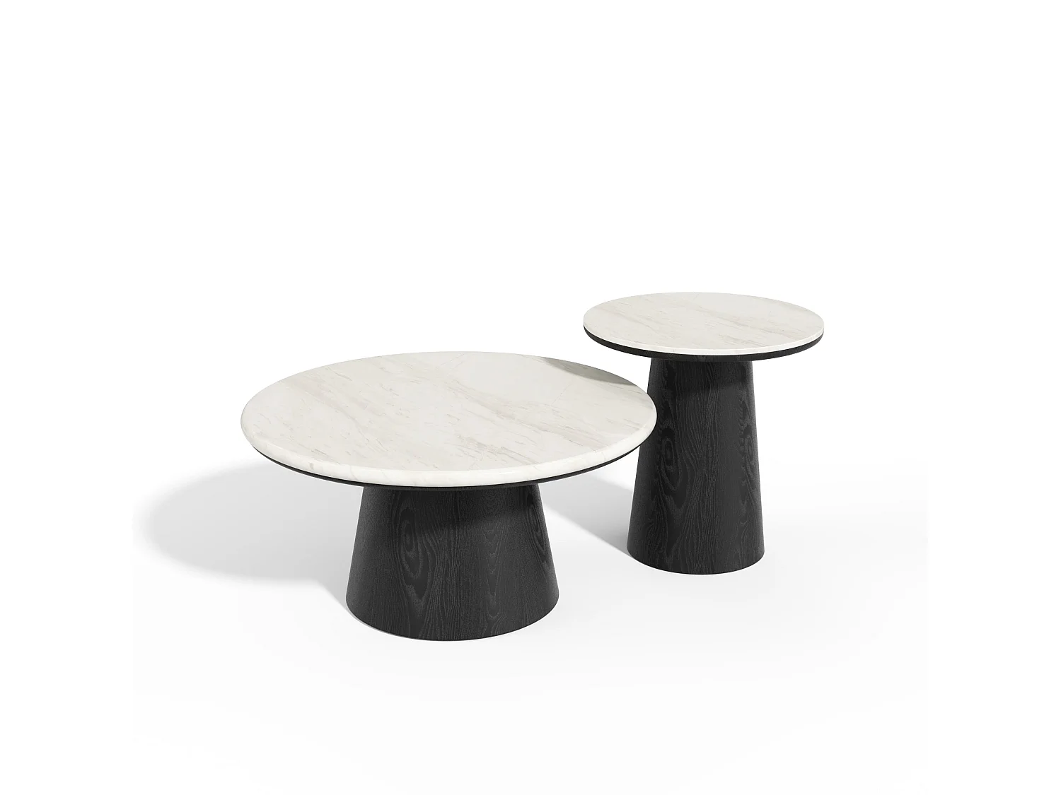 Table basse VERO en bois contreplaqué et marbre marbre blanc et bois noir