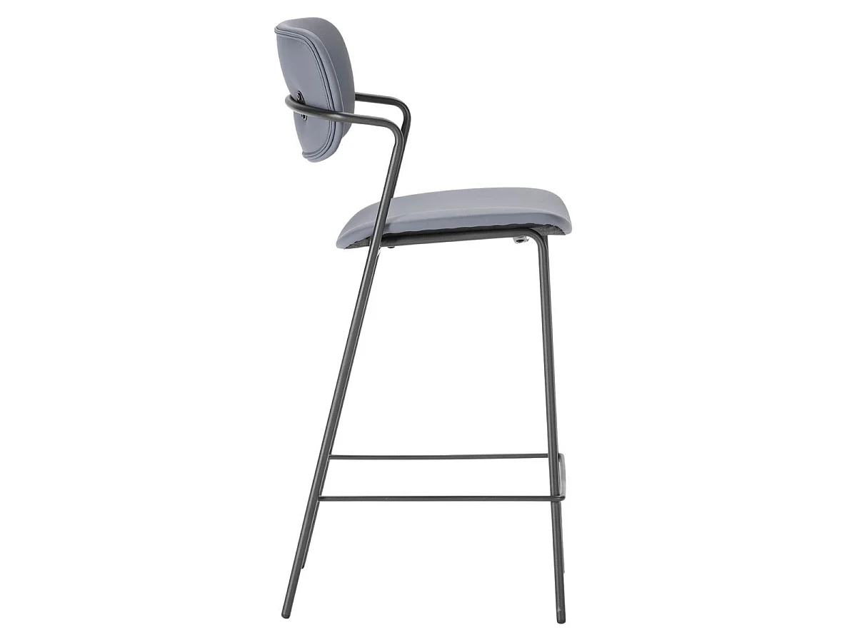 Lot de 2 tabourets de bar structure métal noir assise et dossier en PU brique - AKIMA