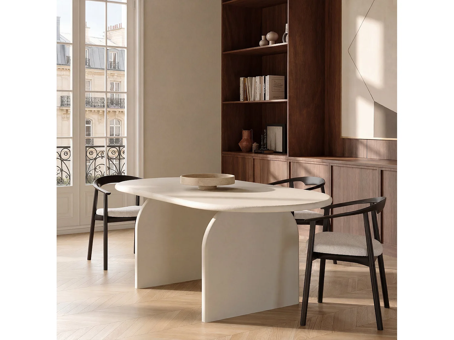 Table à manger BRIA en micro ciment blanc 200x100cm