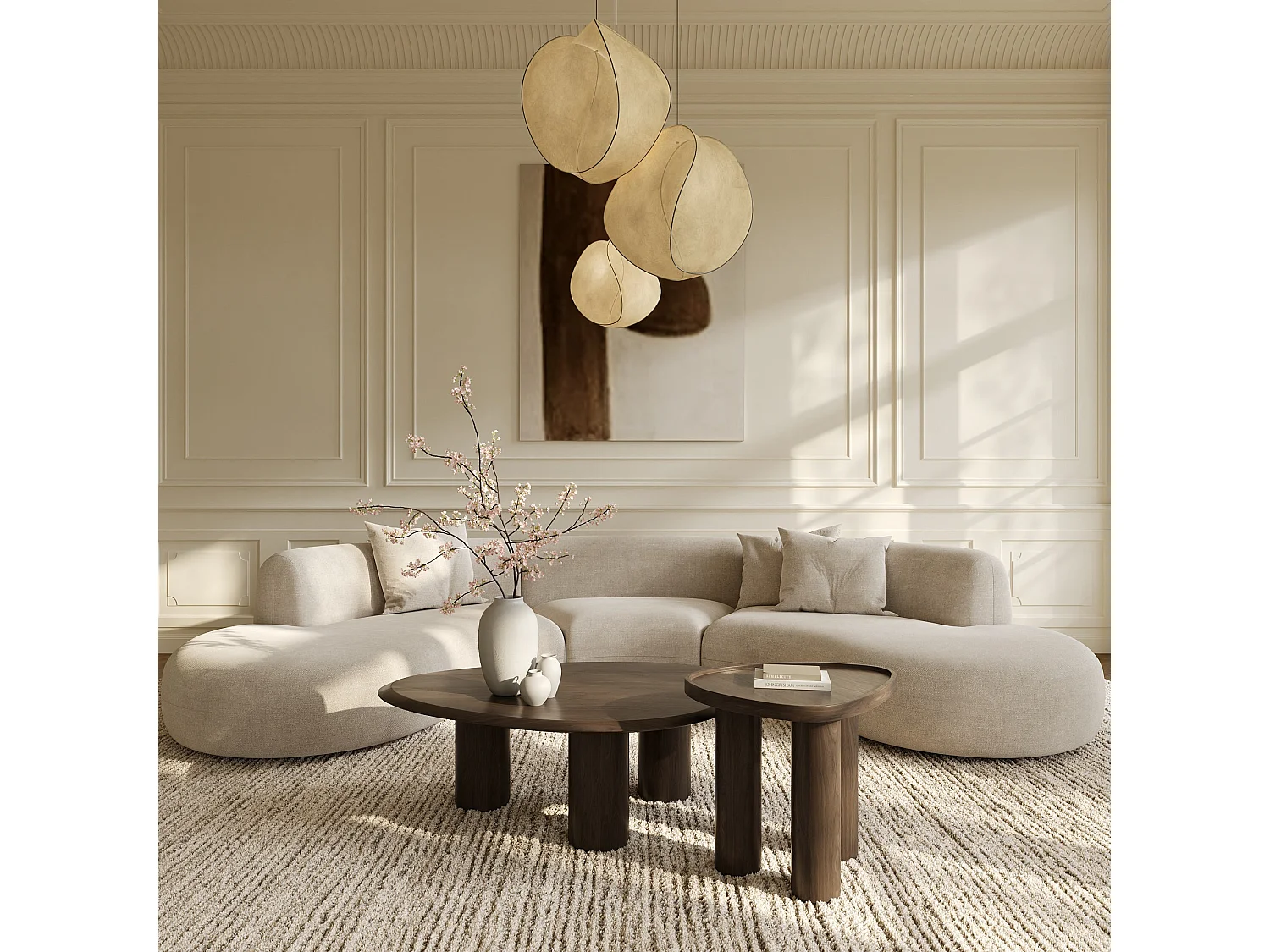 Table basse LOEN en bois contreplaqué noyer foncé