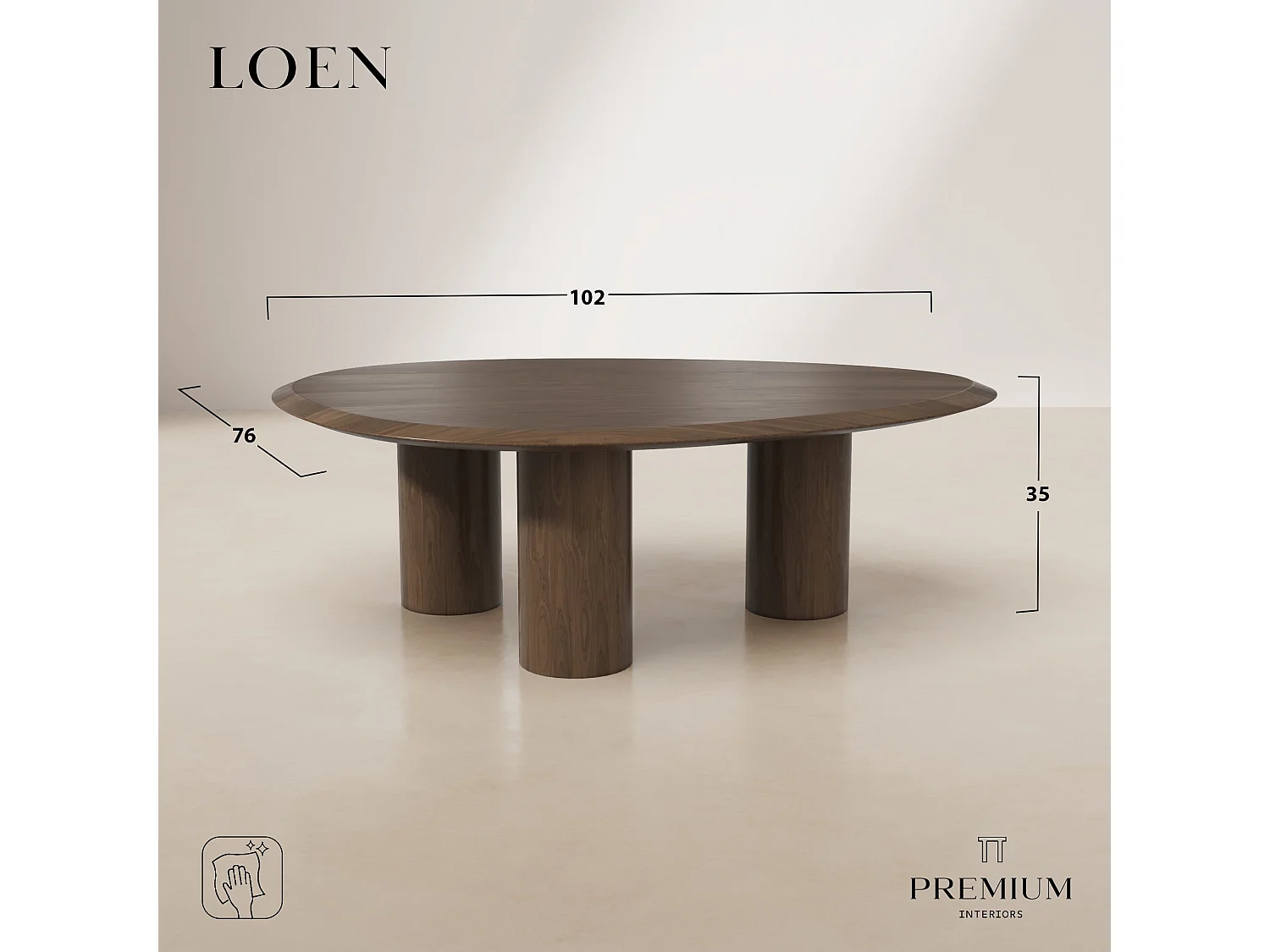Table basse LOEN en bois contreplaqué noyer foncé