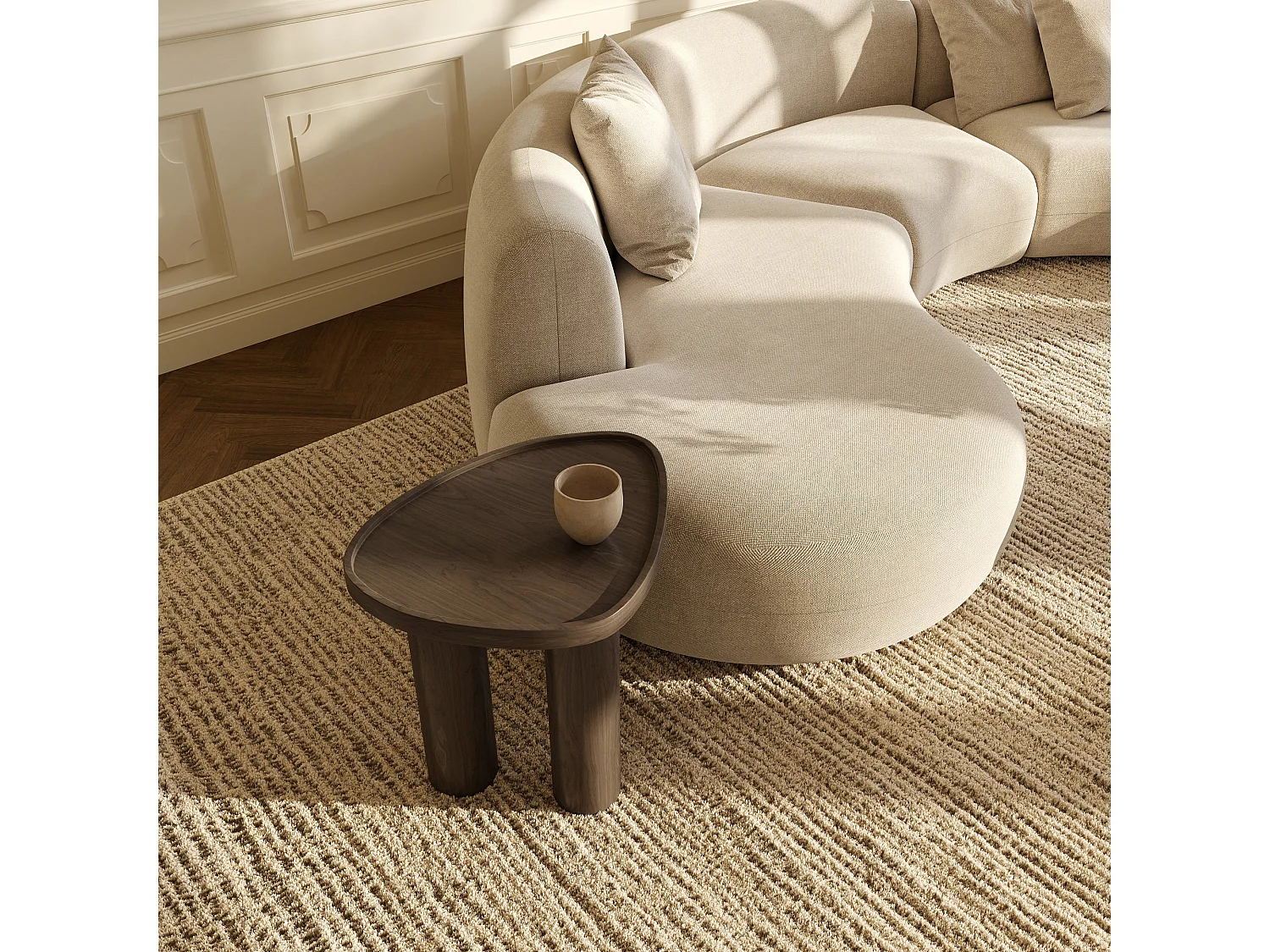 Table d'appoint LOEN en bois contreplaqué noyer foncé