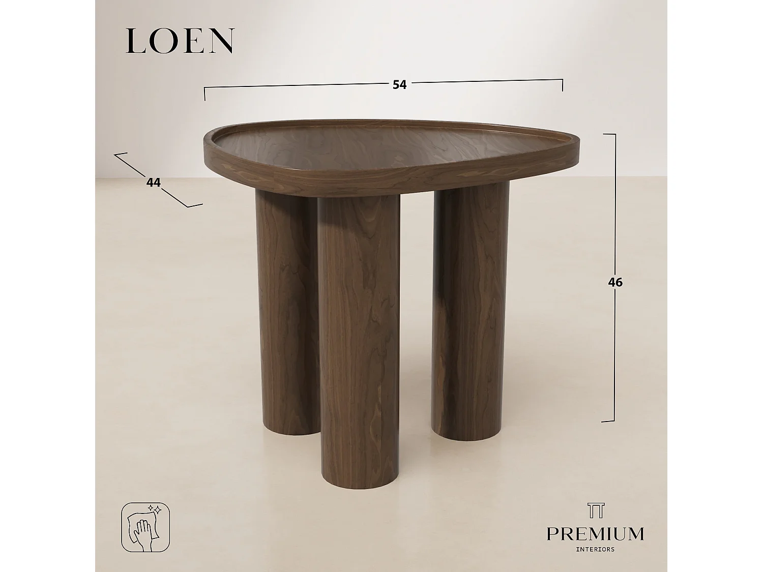 Table d'appoint LOEN en bois contreplaqué noyer foncé