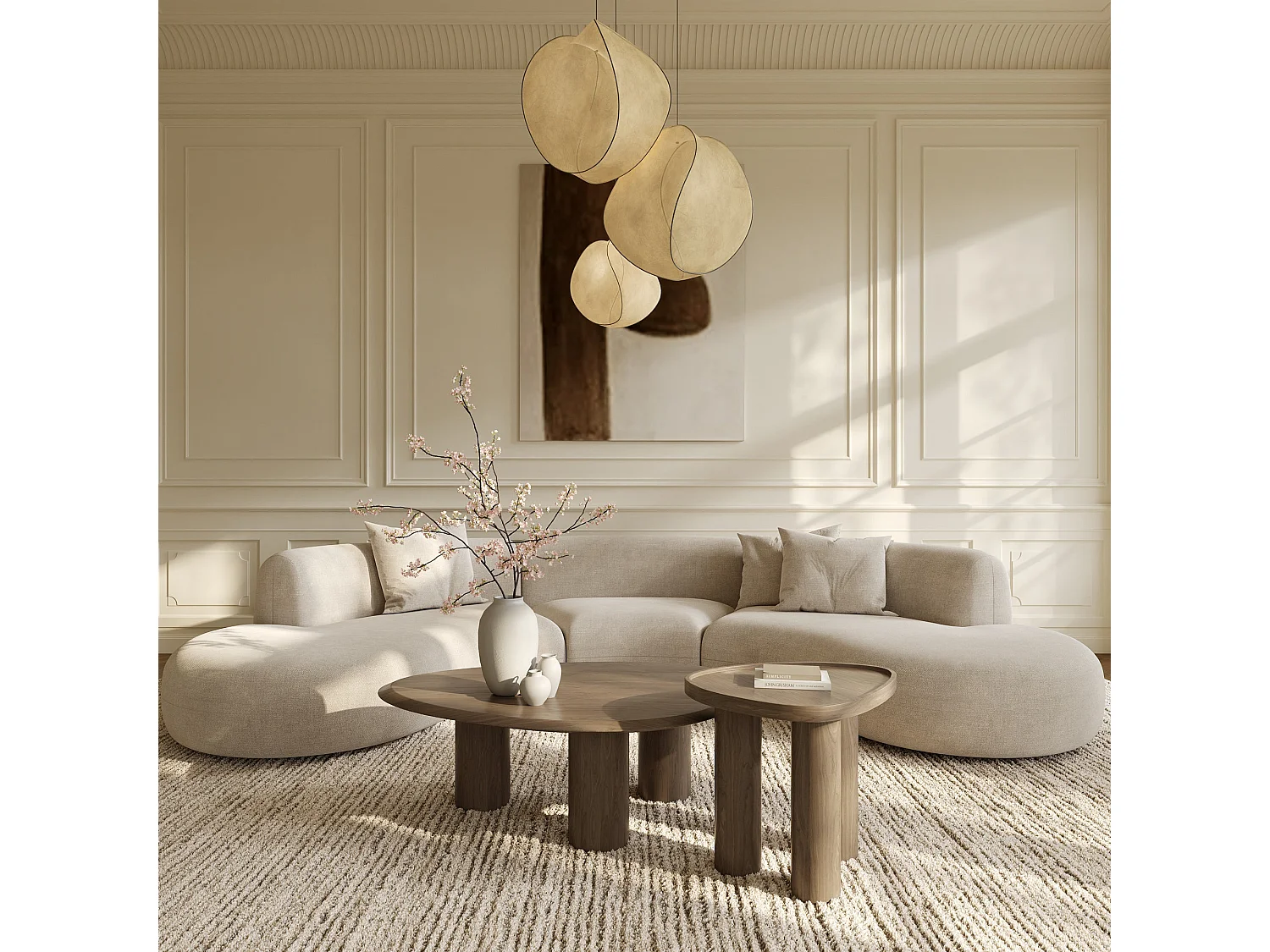 Table basse LOEN en bois contreplaqué noyer clair