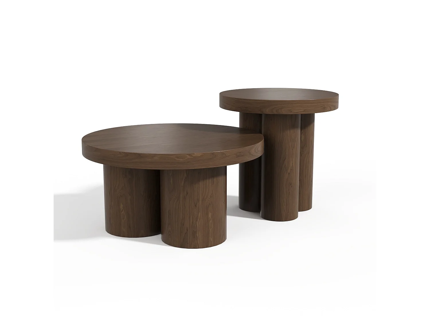 Table basse NARI en bois contreplaqué noyer foncé 70x70cm