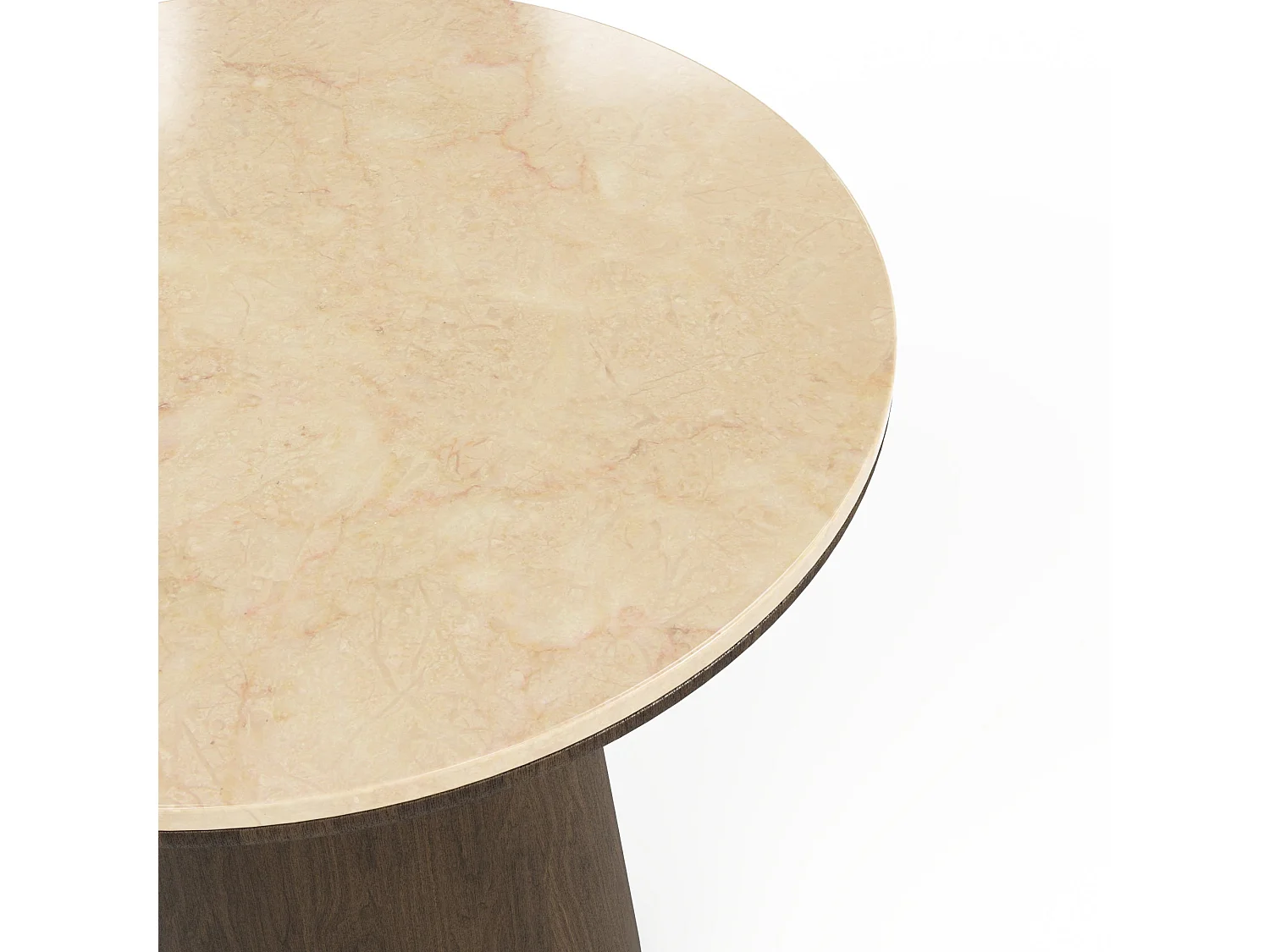 Table d'appoint VERO en bois contreplaqué et marbre marbre beige et noyer foncé