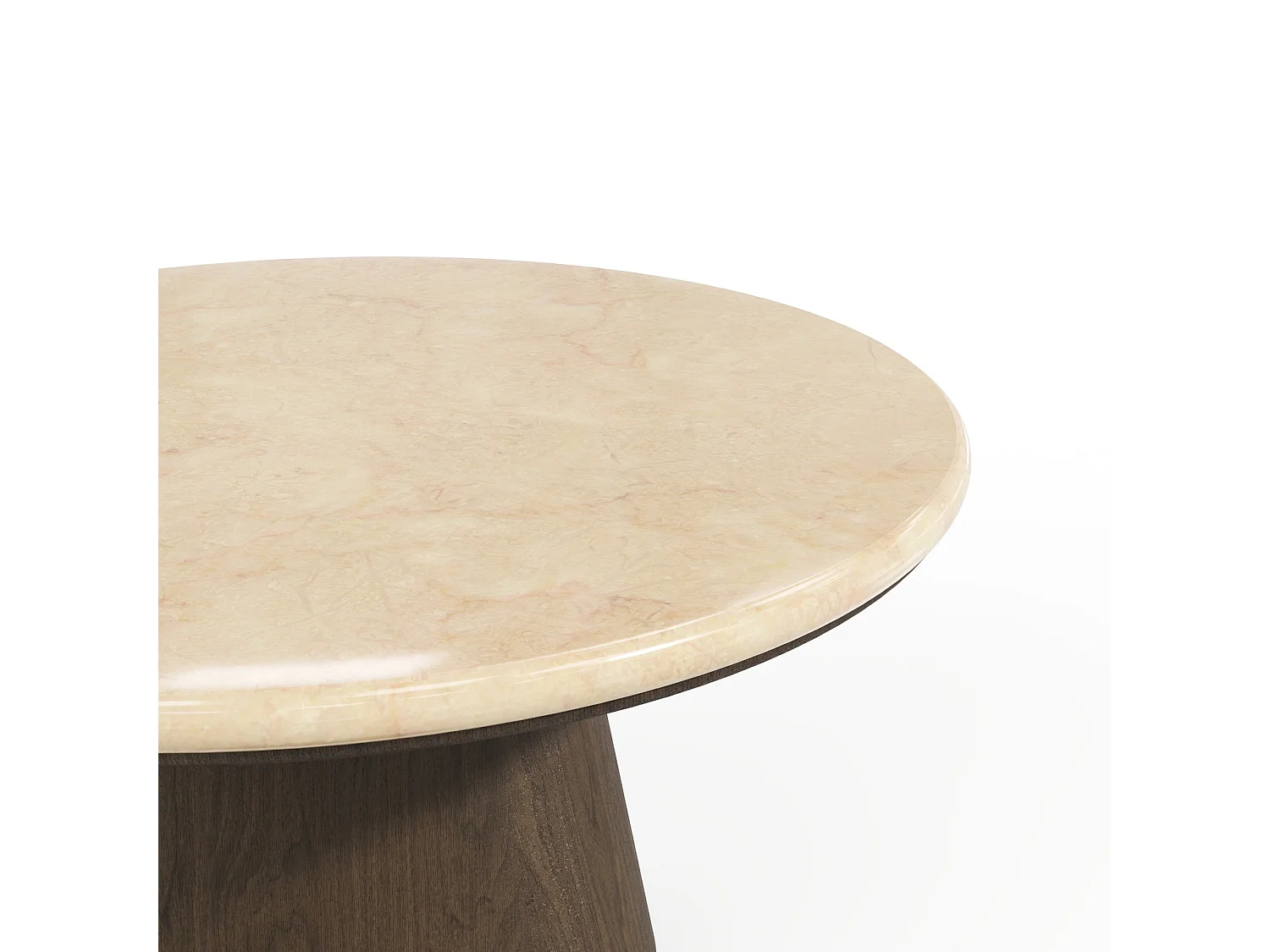 Table basse VERO en bois contreplaqué et marbre marbre beige et noyer foncé