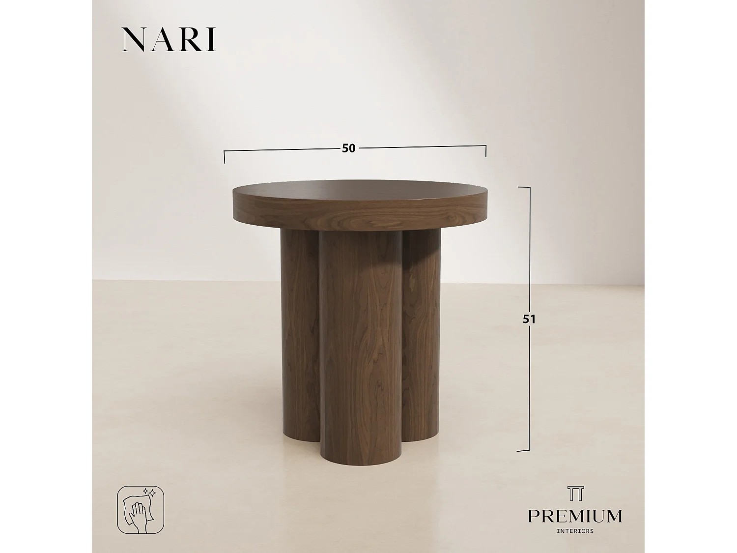 Table d'appoint NARI en bois contreplaqué noyer foncé