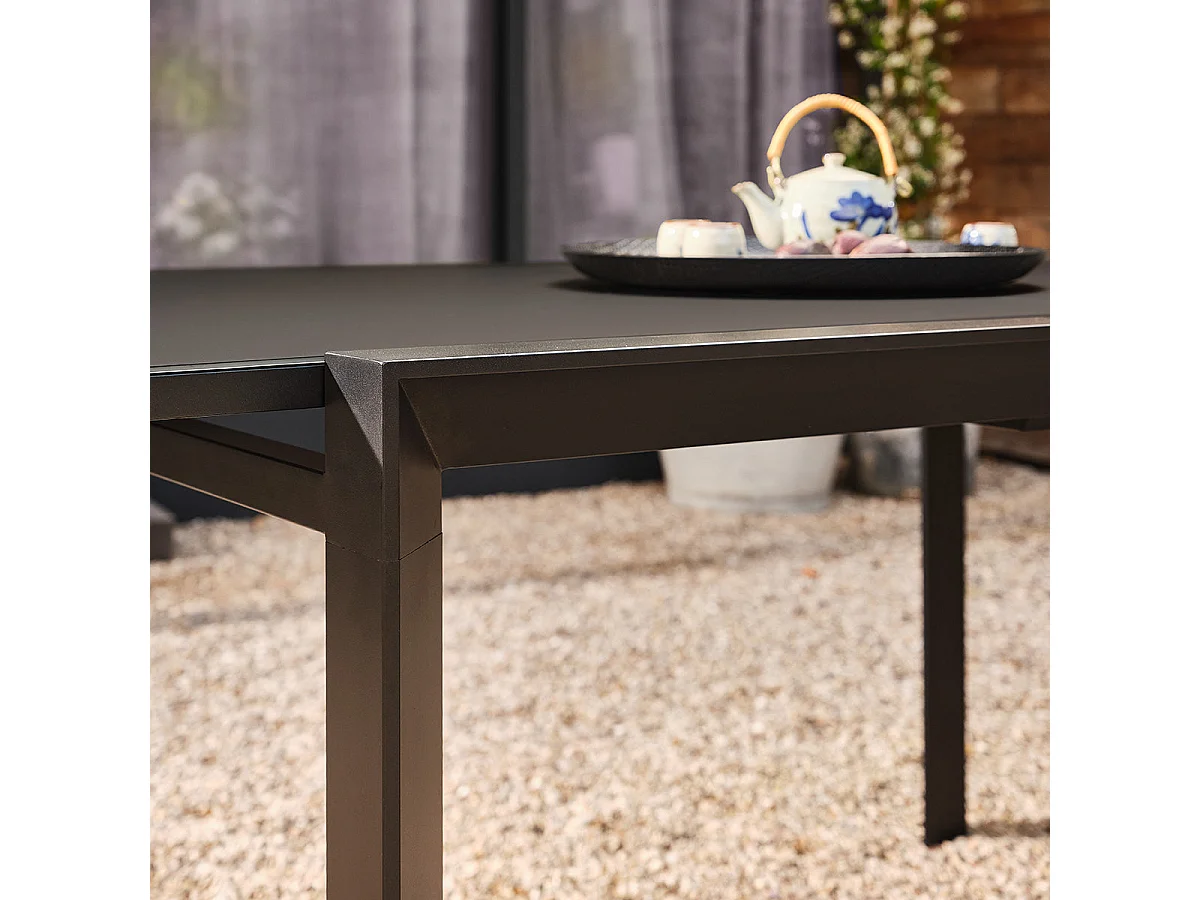 Table de jardin en aluminium noir extensible 6/10 pers.