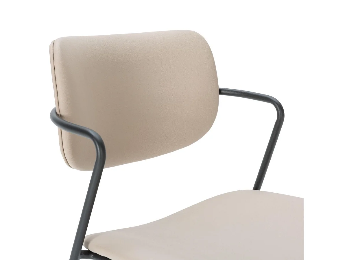 Lot de 2 tabourets de bar structure métal noir assise et dossier en PU gris bleuté - AKIMA