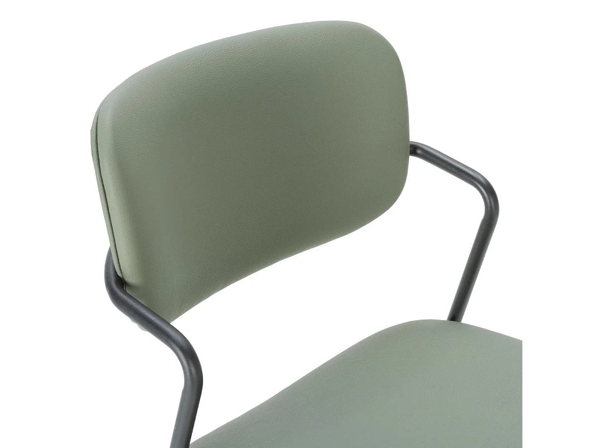 Lot de 4 tabourets de bar structure métal noir assise et dossier en PU vert - AKIMA