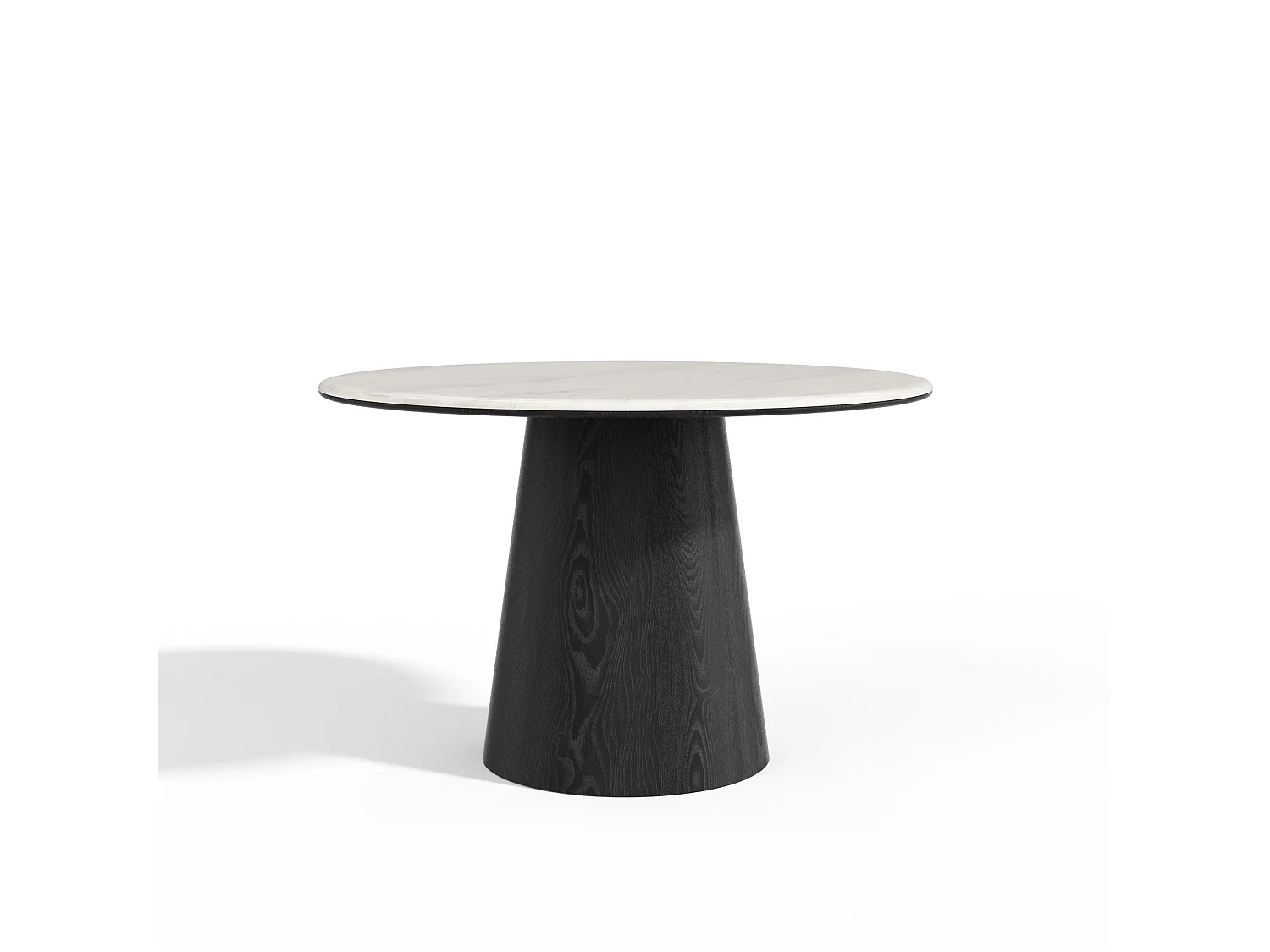 Table à manger VERO en bois contreplaqué et marbre marbre blanc et bois noir 120x120cm