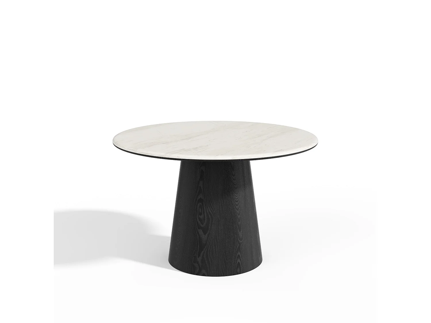 Table à manger VERO en bois contreplaqué et marbre marbre blanc et bois noir 120x120cm