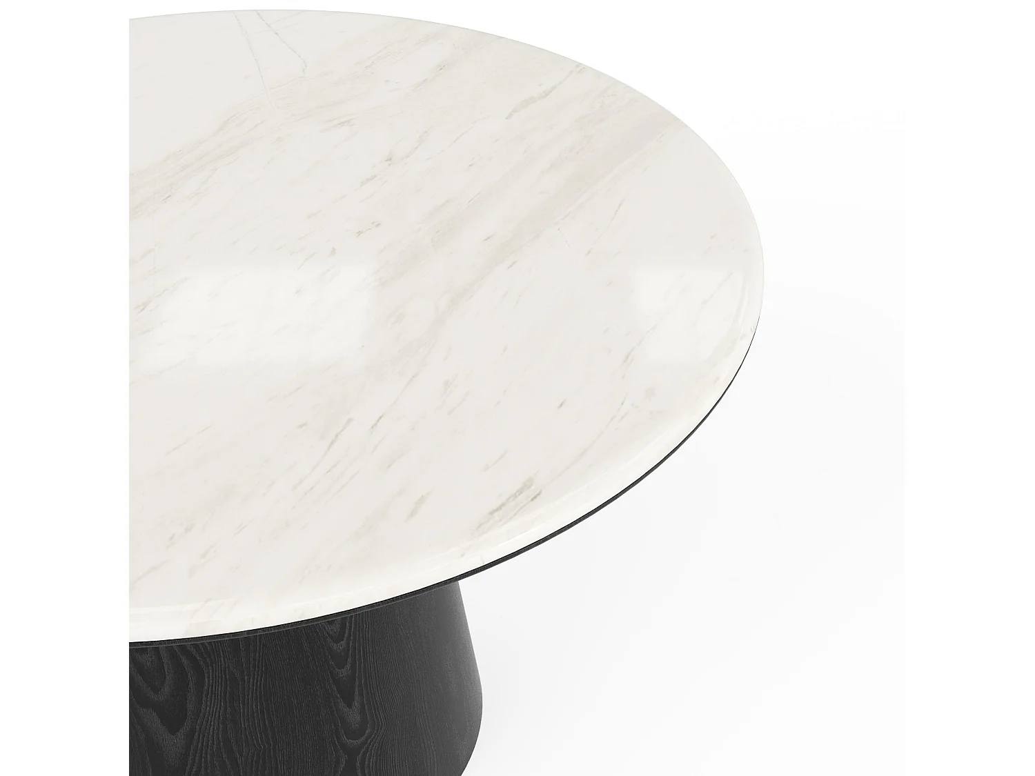Table à manger VERO en bois contreplaqué et marbre marbre blanc et bois noir 120x120cm