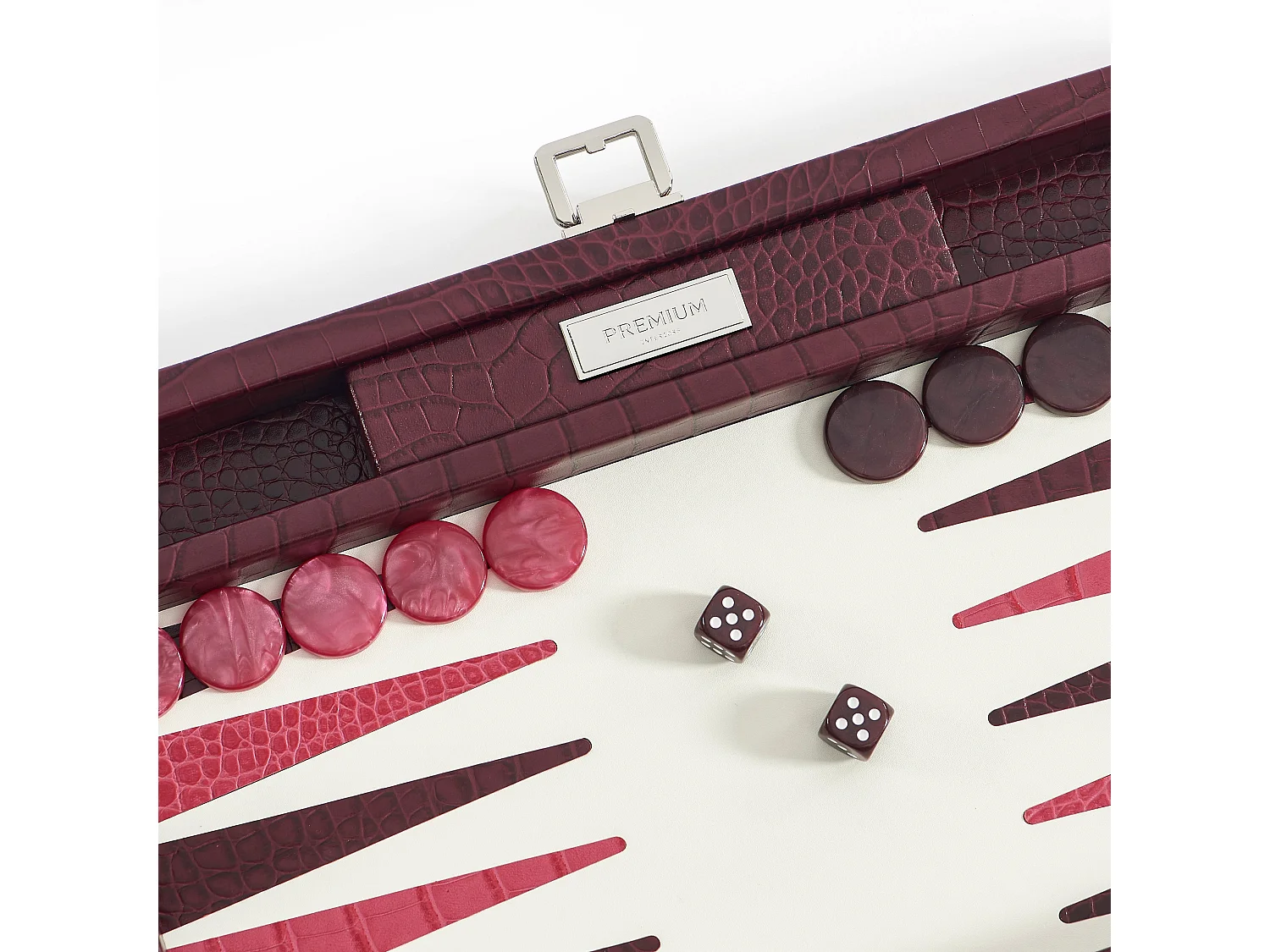 Backgammon - Medium BACKGAMMON en cuir prune