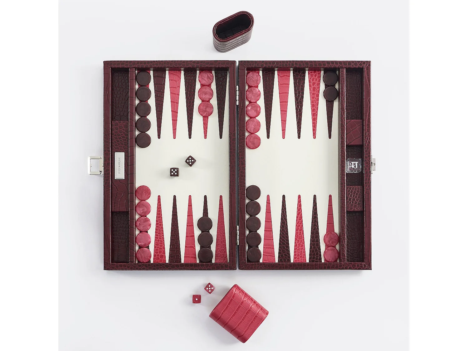 Backgammon - Medium BACKGAMMON en cuir prune