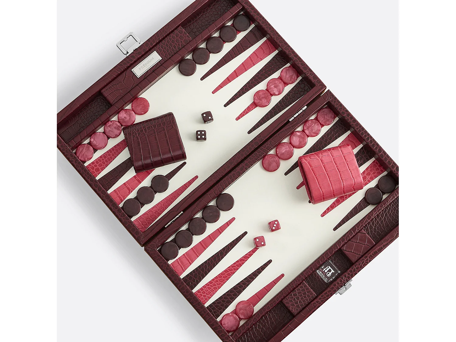 Backgammon - Medium BACKGAMMON en cuir prune