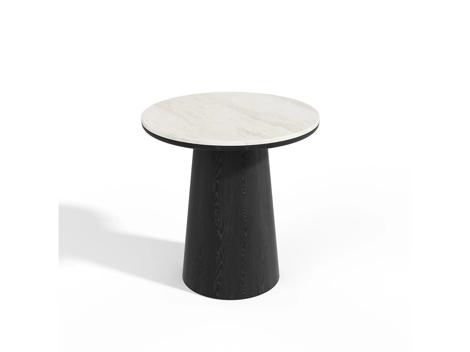 Table d'appoint VERO en bois contreplaqué et marbre marbre blanc et bois noir