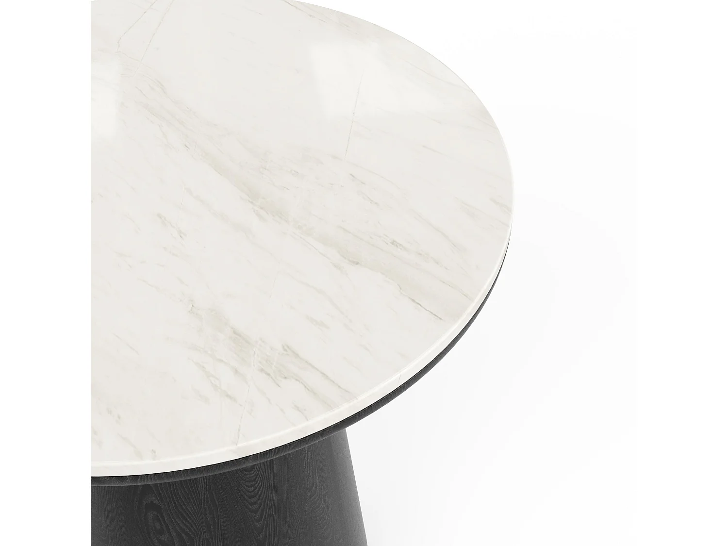 Table d'appoint VERO en bois contreplaqué et marbre marbre blanc et bois noir