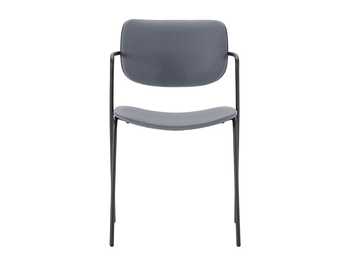 Lot de 6 chaises structure métal noir assise et dossier en PU gris bleuté - AKIMA