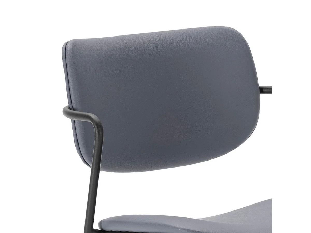 Lot de 6 chaises structure métal noir assise et dossier en PU gris bleuté - AKIMA