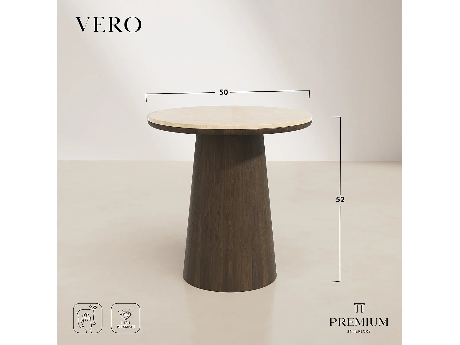 Table d'appoint VERO en bois contreplaqué et marbre marbre noir et bois noir