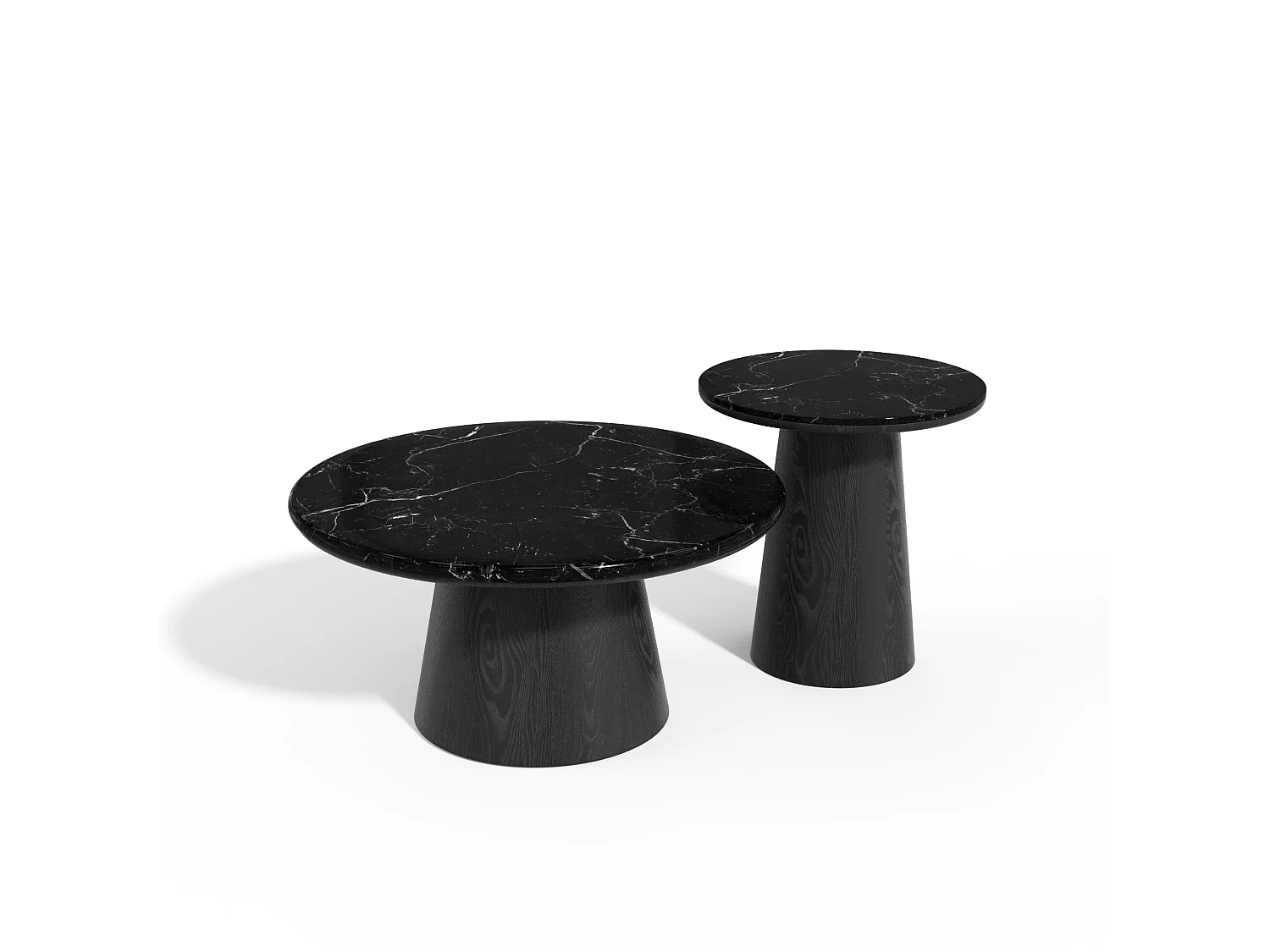Table d'appoint VERO en bois contreplaqué et marbre marbre noir et bois noir