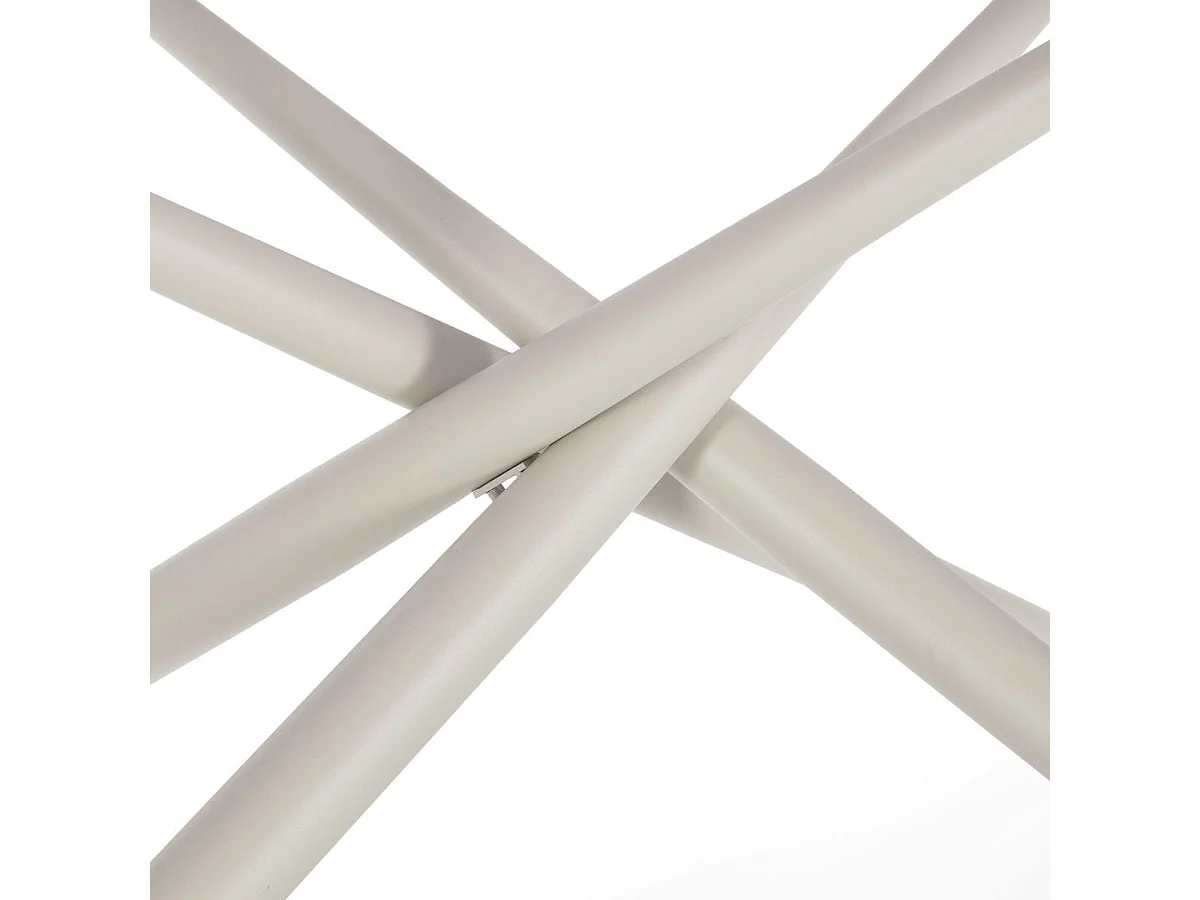 Table rectangle + 4 chaises tissu beige pieds métal crème - AXELLE