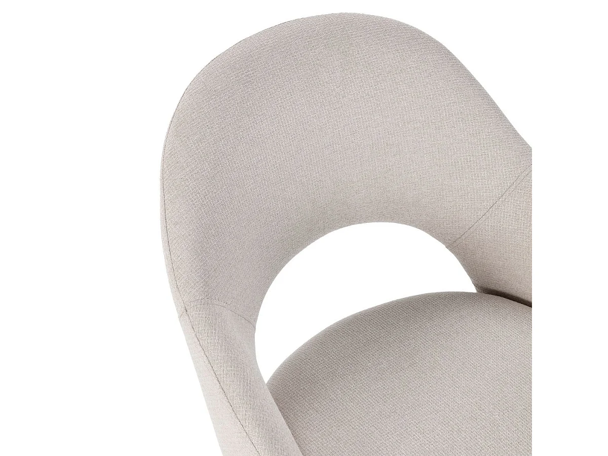 Table ronde crème + 4 chaises tissu beige pieds métal crème - AXELLE