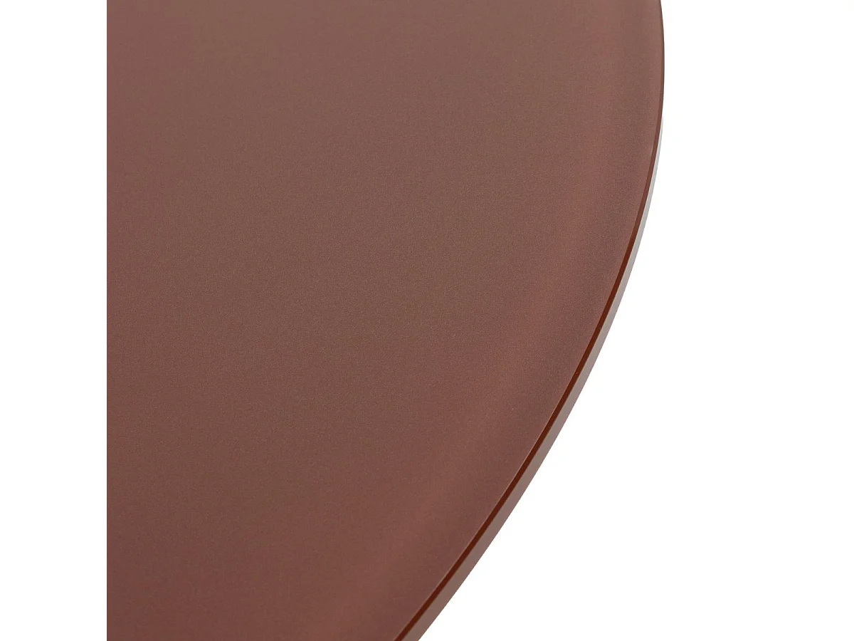 Table repas ronde Ø120cm plateau en verre trempé et pieds croisés métal terracotta - AXELLE