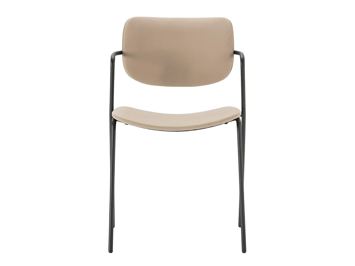 Lot de 4 chaises structure métal noir assise et dossier en PU beige - AKIMA