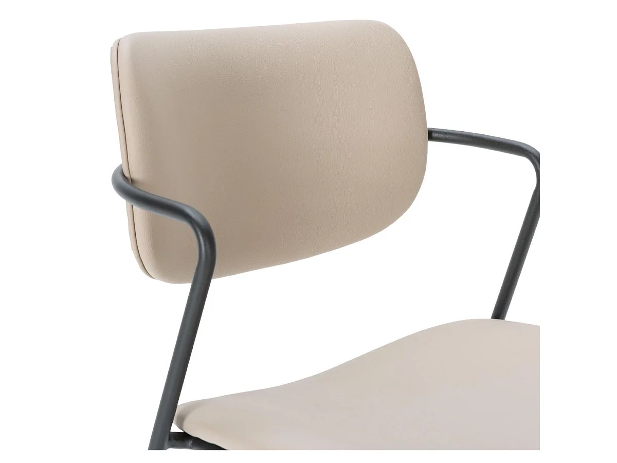 Lot de 4 chaises structure métal noir assise et dossier en PU beige - AKIMA