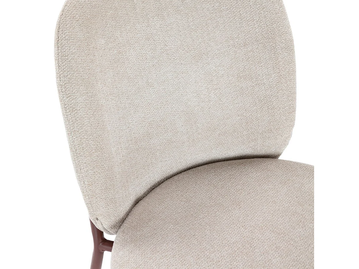 Table ronde + 4 chaises tissu beige pieds métal terracotta - AXELLE