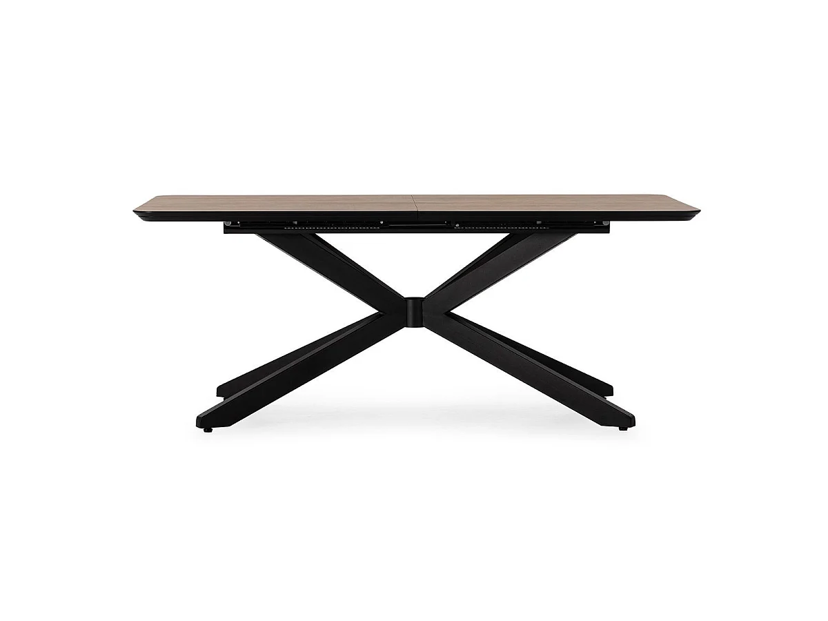 Table repas extensible 190/250cm aspect chêne foncé pieds étoile métal noir - NADILIS
