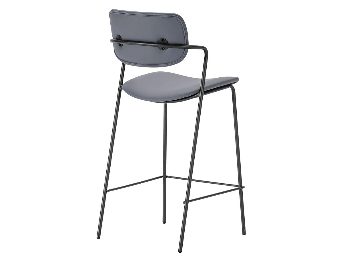 Lot de 4 tabourets de bar structure métal noir assise et dossier en PU brique - AKIMA