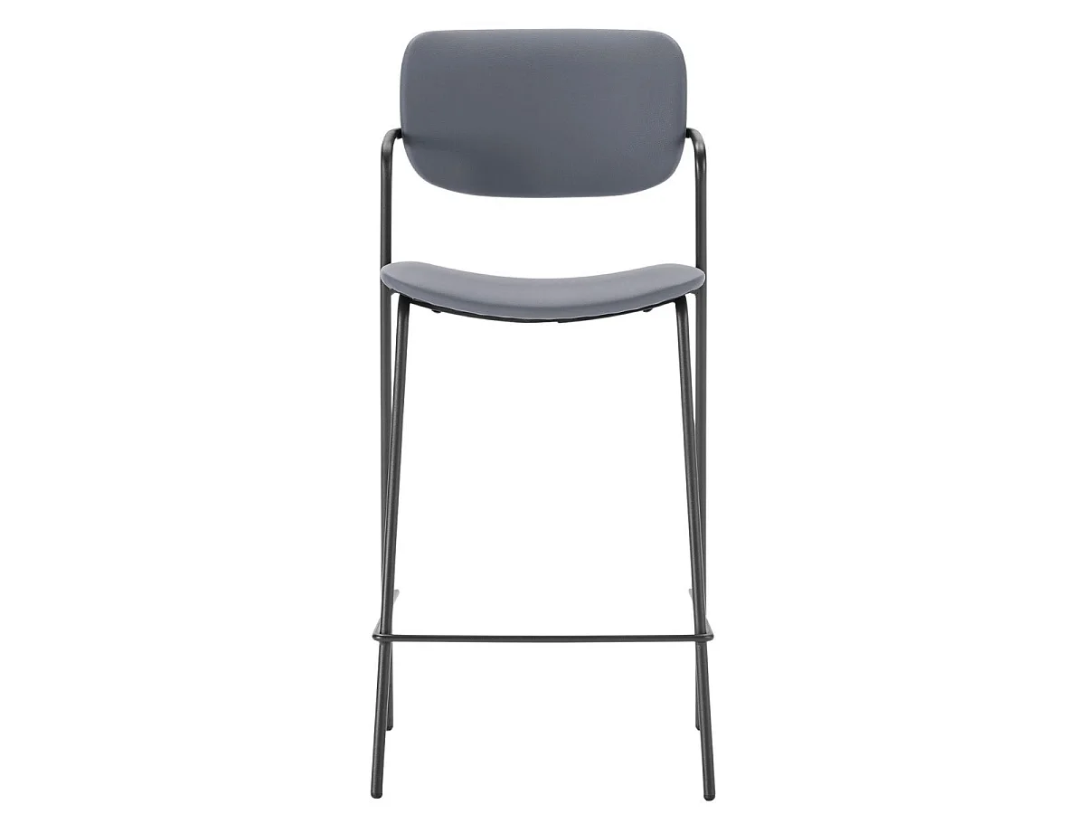 Lot de 4 tabourets de bar structure métal noir assise et dossier en PU brique - AKIMA